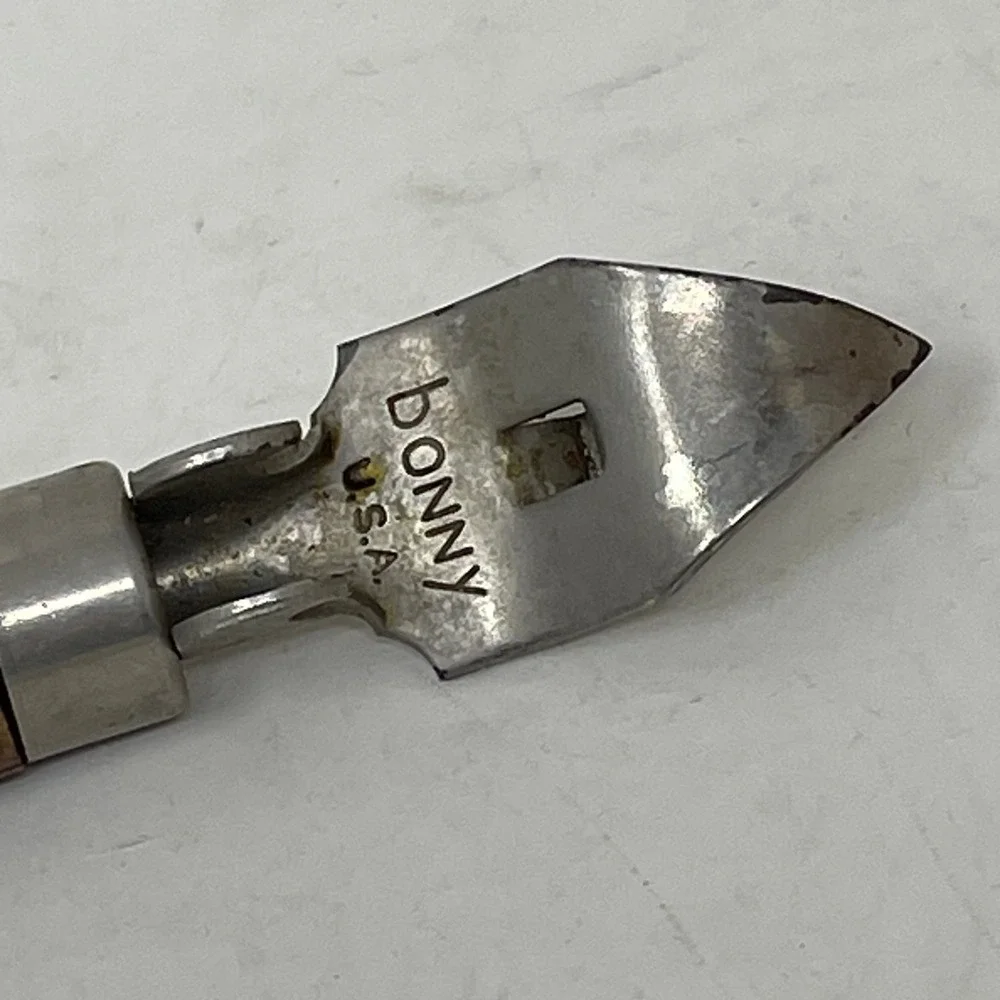 Vintage Bonny USA Wood Handle Bottle Opener Can Piercer Church Key Bar Tool